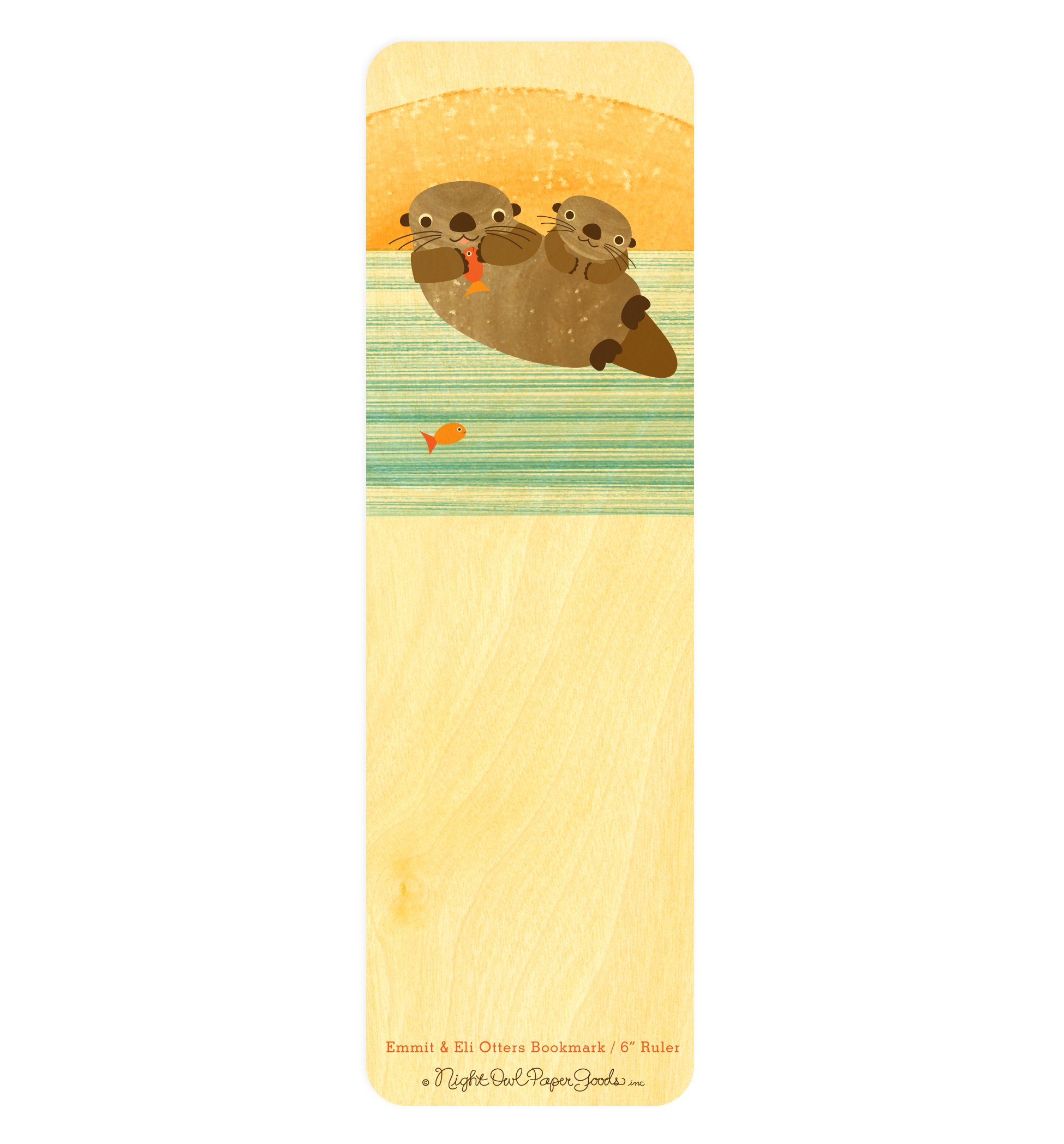 Night Owl Paper Goods Emmit & Eli Otters Wood Bookmark/Ruler