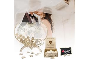 Wedding Guest Book Alternative,wedding guest book wood heart with 100 Wooden Hearts,guest wedding book Frame for Guests to Si