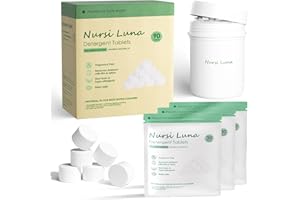 Nursi Luna Detergent Tablets for All Brands Baby Bottle Washers, 90 Count Gentle Formula Baby Bottle Washer Tablets with Storage Container, Fast-Dissolving, Efficiency Removes Milk Residue & Odor