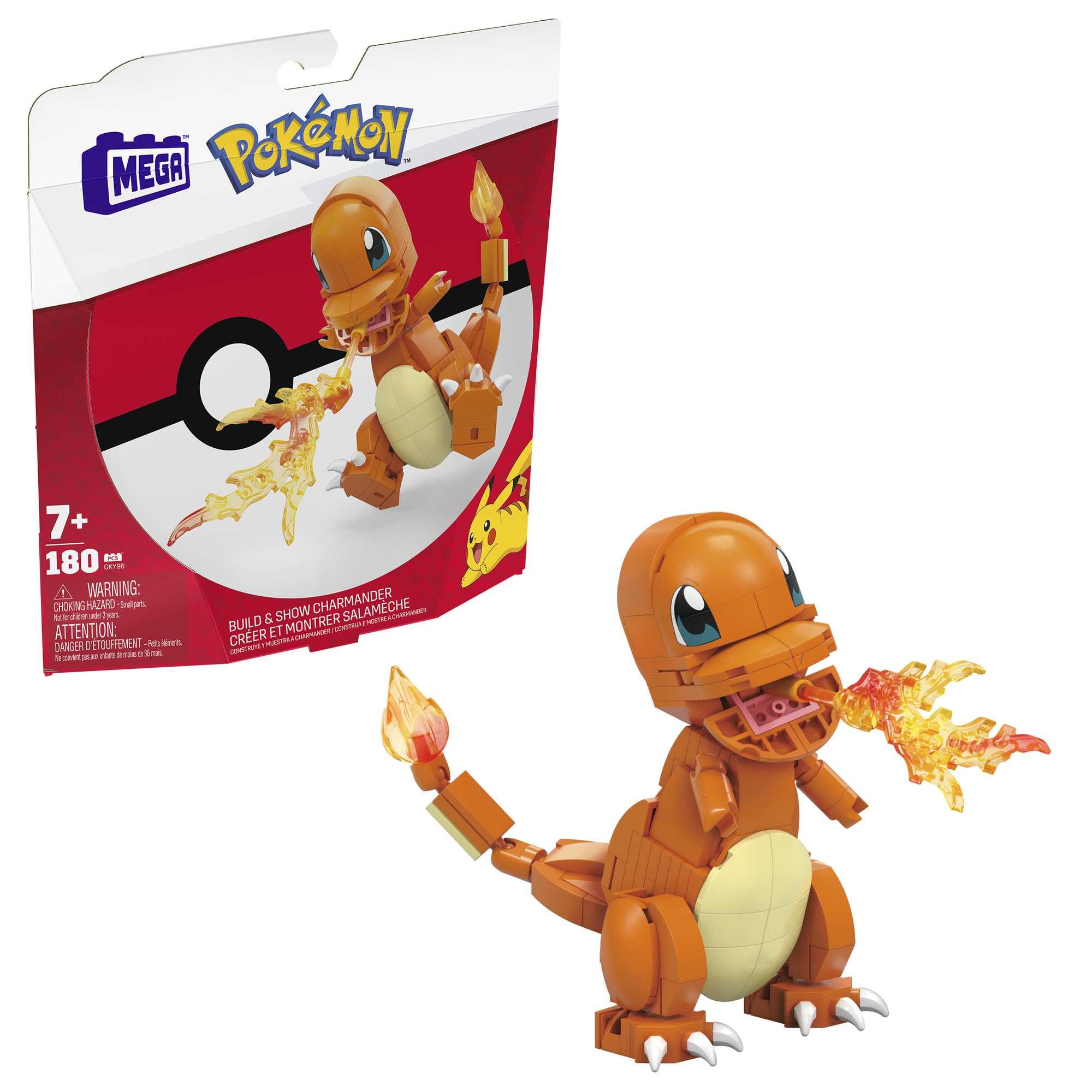 MEGA Pokémon Building Toys Set, Build & Show Charmander with 180 Pieces, 4 Inches Tall, for Kids, GKY96