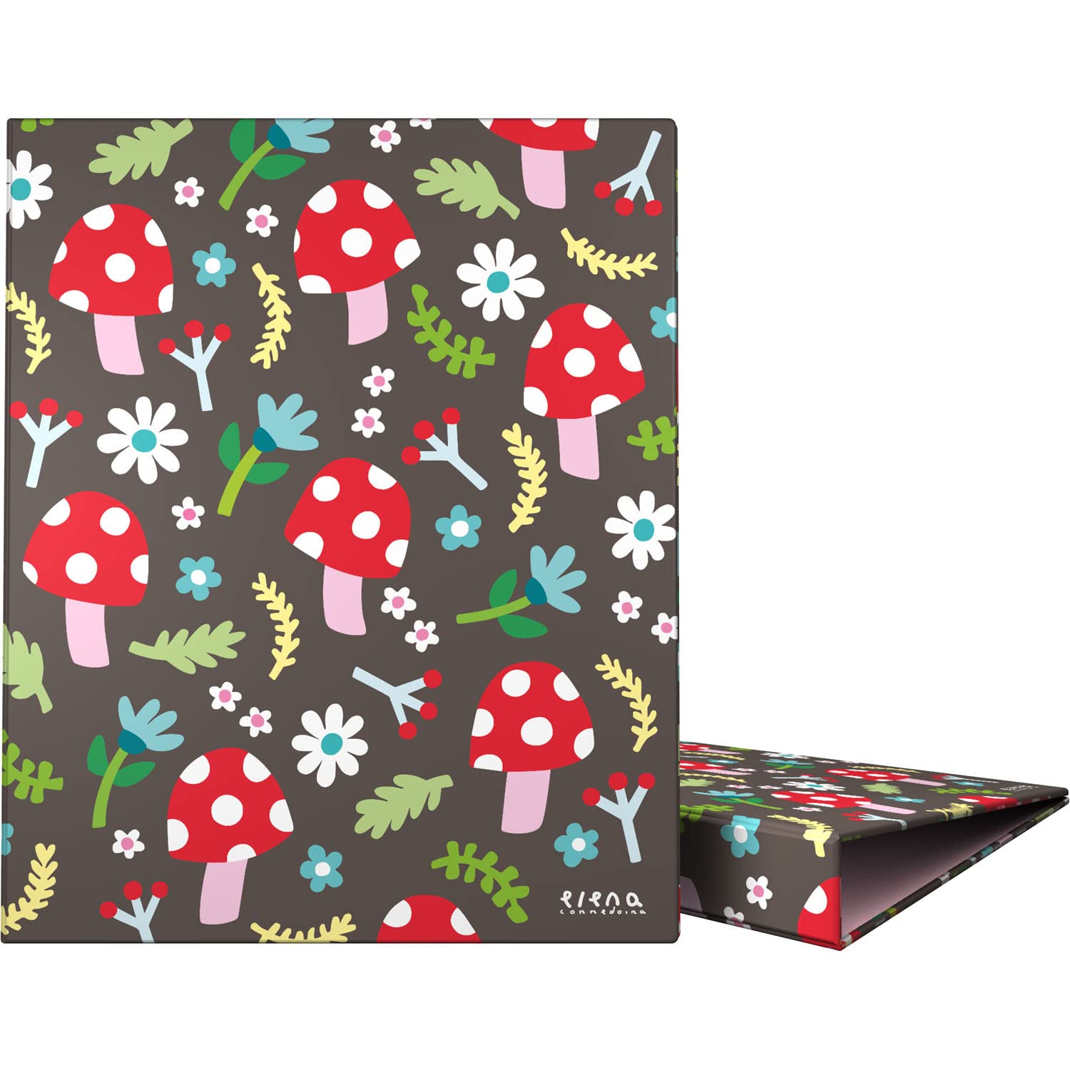 Grafoplás | A4 School Binder | 4 Mixed Rings 25 mm | Elena Corredoira Collection | Mushrooms | Soft Touch | FSC Certified