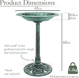 CHRISTOW Garden Bird Bath Resin Pedestal 60cm Victorian Green view 6
