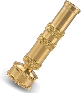 Heavy Duty Garden Hose Nozzle - 4" Lead-Free Brass - Adjustable Twist Pressure Sprayer - Includes 4 Bonus Hose Washers By EcoToolz