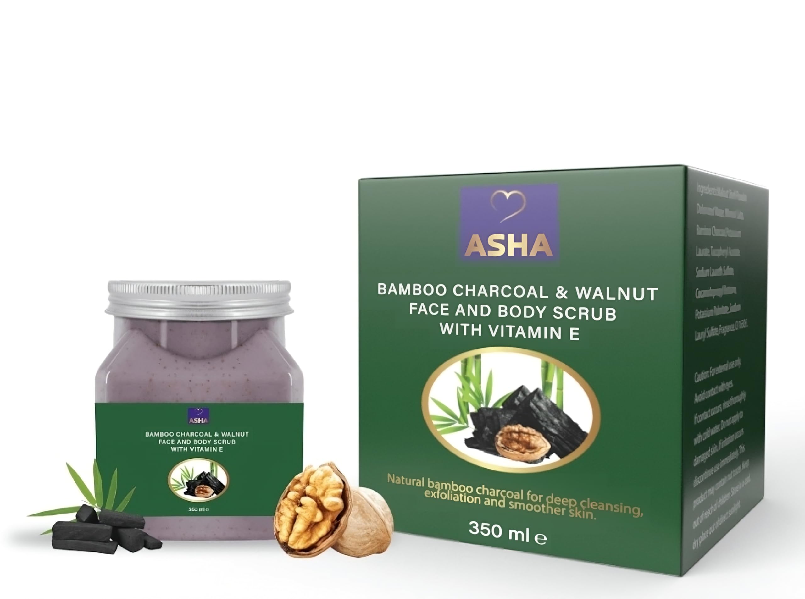 Bamboo Charcoal & Walnut Face & Body Scrub with Vitamin E