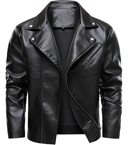 ジャケット・アウター Common divisor black leather jacket TJVZ Mens Black Leather Jacket 100% Genuine Cowhide Leather Biker
