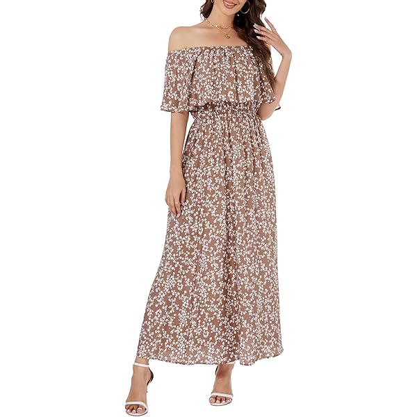slim fit dress slacks Blue Floral Printed Split Neck Smocked Waist Short Sleeve Maxi Dress *   SSYS