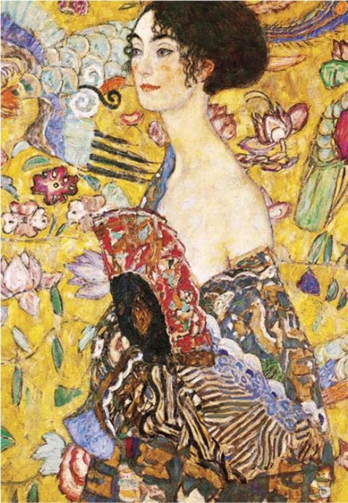QJKai Lady with Fan by Gustav Klimt - 2000 Pieces Jigsaw Puzzle for adulrt Kids Paper Art Puzzles Games Toys Wall Home Decor