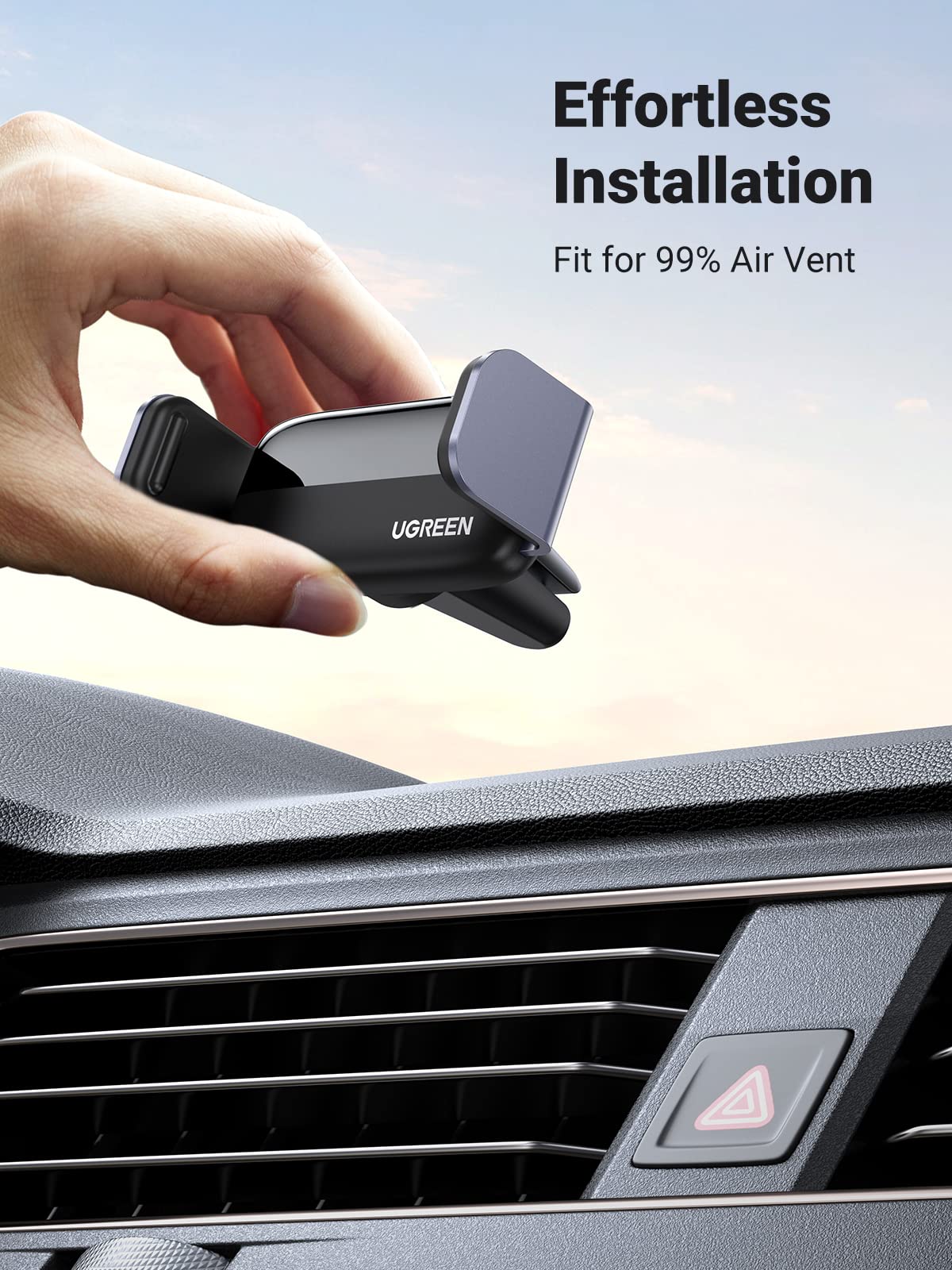 UGREEN Car Vent Phone Mount Air Vent Clip Phone Holder Car Mount Mini Size Compatible with iPhone 17 16 15 14 13 12 Pro Max Mini Plus, iPhone 11 SE XS XR 8 7 6 6S Smartphone