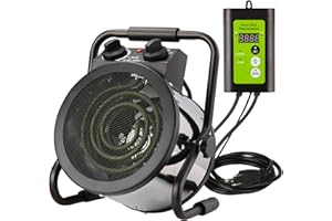 GNRZZT Greenhouse Heater with Digital Thermostat, Green House Heater for Plants，Electric Grow Tent Heaters, 1500W Fast Heating with Overheat Protection, Space Heater for Flower Room, Silvery