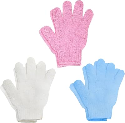 Lafefe 6Pcs Bamboo Exfoliating Shower Gloves - Skin Scrub Mitts