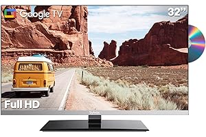 SYLVOX Smart RV TV, 32 inch TV with DVD Player Built-in, 12 Volt TVs for RV Camper 1080P FHD, Google Smart Free Download APPs