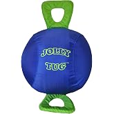 Horsemen's Pride 14" Jolly Tug Horse Toy, Blue (JT14 B),All Breed Sizes | 14 inch Jolly Ball inside tough machine-washable Cordura Nylon cover with 2 handles for multi-horse tug play