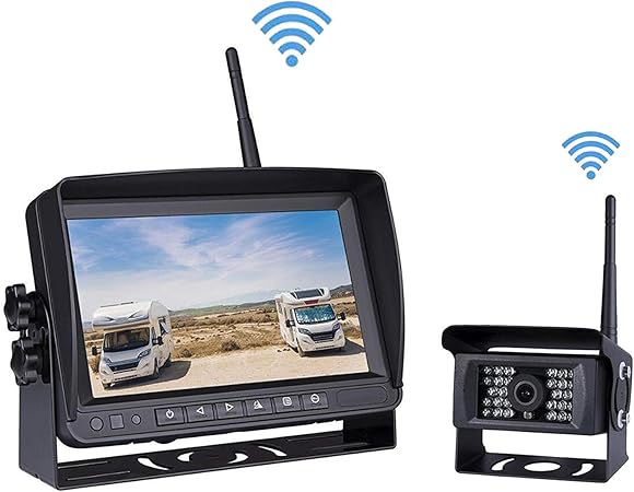 Amazon バックカメラセット ワイヤレスバックカメラ 7インチモニター デジタル バックカメラセット 駐車モニター Lcd バックカメラ 防水 赤外線 暗視機能付き トラック バス トレーラーなど重機対応 12 24v汎用 100mの伝送距離 オンダッシュモニター 車 バイク