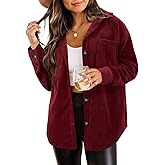 ZOLUCKY Womens Shackets Jacket Plus Size Long Sleeve Button Down Shirts Blouses Tops