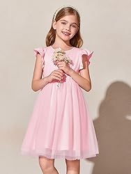 Haloumoning Girls Tutu Dress Ruffle Short Sleeve