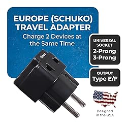 OREI USA to Europe (Schuko) Travel Adapter Plug - 2