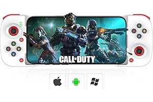 Megadream Mobile Game Controller Gamepad for iPhone iOS Android PC: Works with iPhone 16/15/14/13/12/11, iPad, Samsung Galaxy, TCL, Tablet, Call of Duty, Asphalt 8/9 - Directly Play (White)