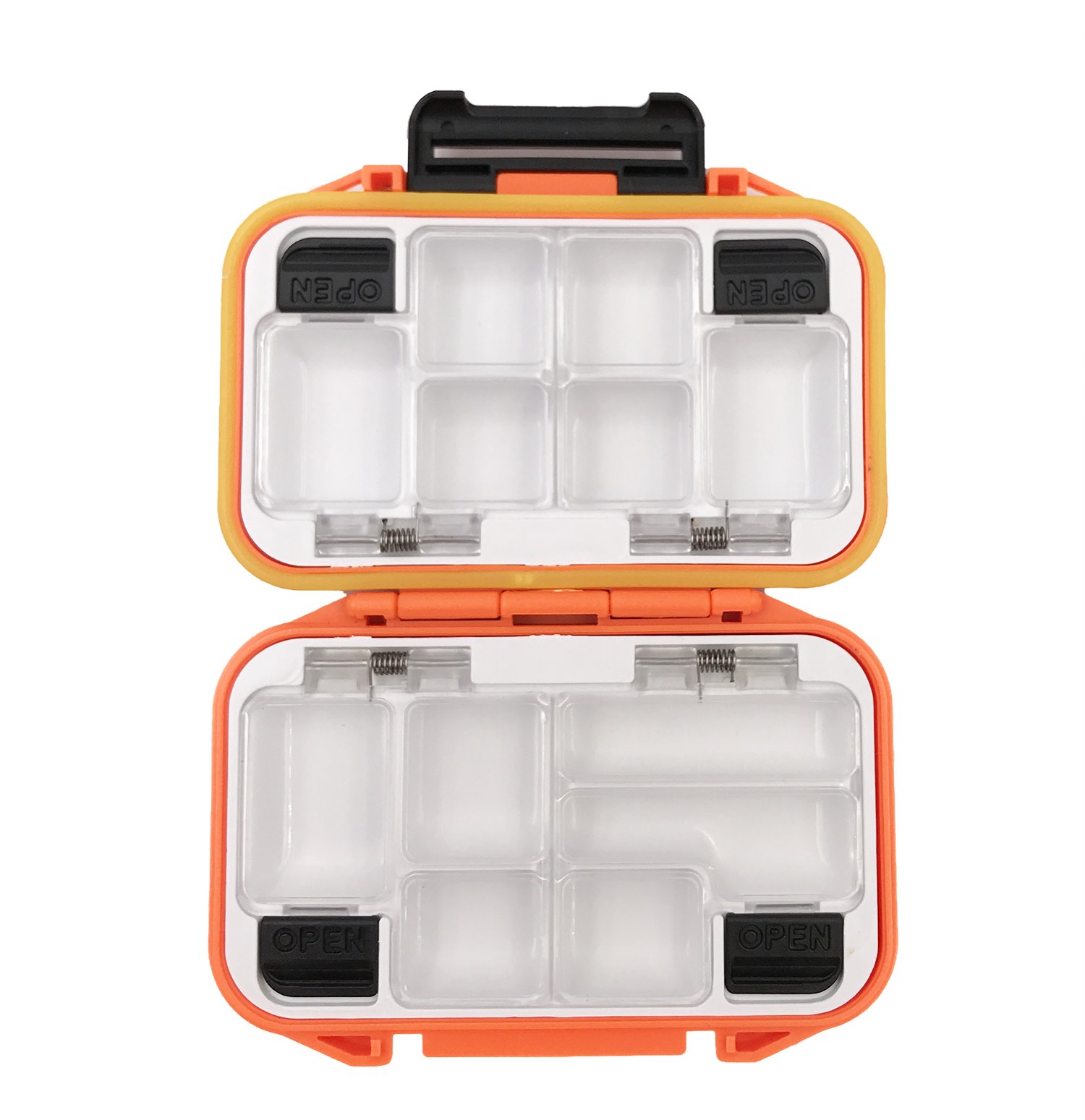 Waterproof Fishing Lure Boxe Spoon Hooks Baits Storage Tackle Box Containers for Casting Fishing Fly Fishing,Large/Medium/Small Lure Case Available (Orange-Small)