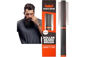EOICCEOH Beard Brush Round Brush, Style& Add Volume for Short& Long Beard & Hair, Roller Beard Comb Works Great with Beard Oil, Balm. Upgrade Beard Brush, Heat-Resistant Grooming Tool, All Hair Beard or Curls