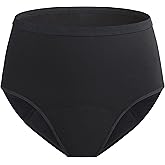 REELINDRY Women’s Incontinence Underwear Maximum Absorbency 5.6 oz Leak Proof Panties Washable Postpartum Bladder Control High Waisted Briefs 1 Pack (Black, L)