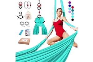 IONTACH Aerial Silks Yoga Swing Set Equipment - 9 Yards Aerial Yoga Hammock kit, Low-Stretch Fabrics for Beginner Dance, Full Accessories