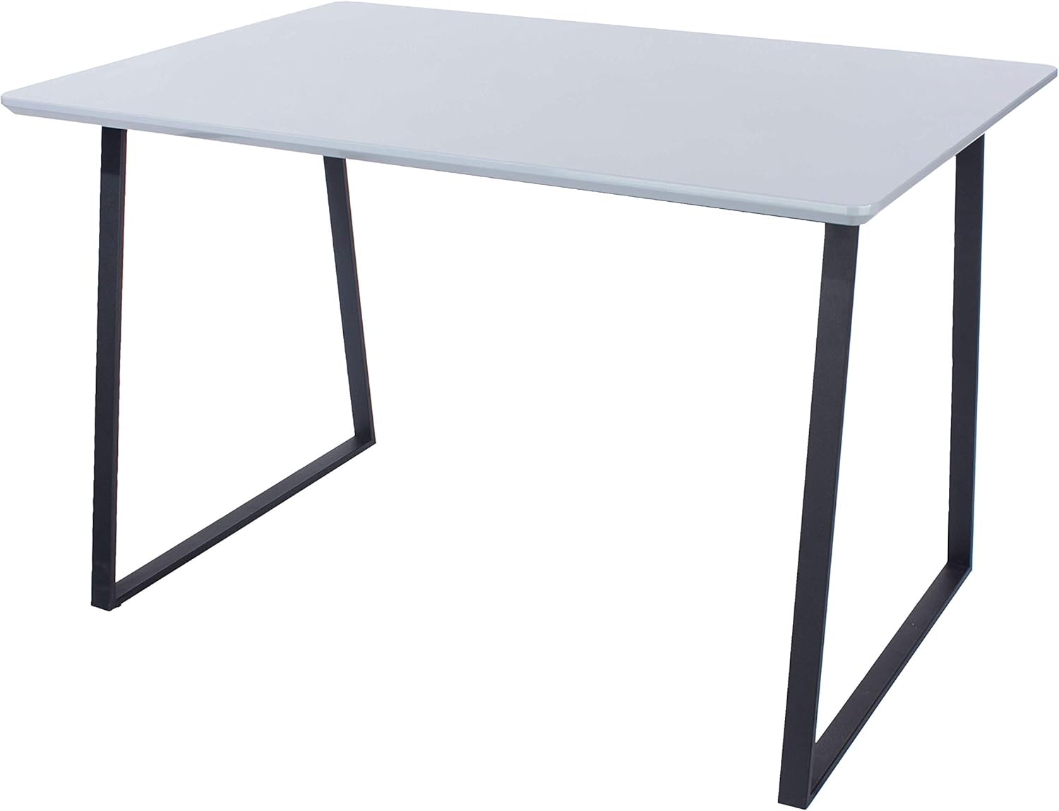 Home Source High Gloss Dining Table Black Metal Legs Levellers Kitchen, Grey, Rectangle BigaMart