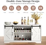 Panana White Wooden Sideboard Cabinet with 2 Sliding Barn Doors TV Stand view 4
