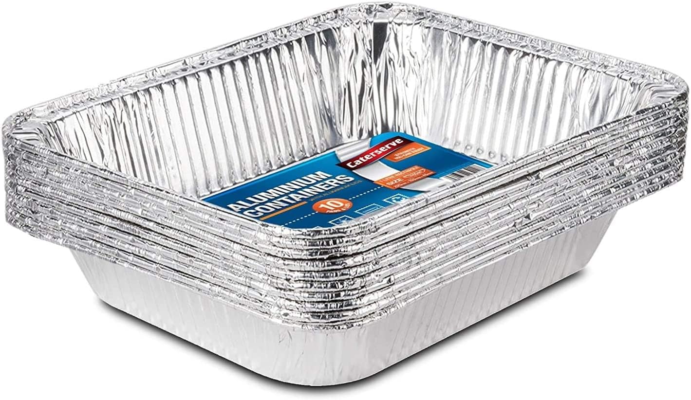 Large Disposable Aluminium Foil Trays Containers For Baking Roasting Broiling Cooking Food Storage & More Gastronorm Half Size Pans 32 x 26 cm Pack Of 10