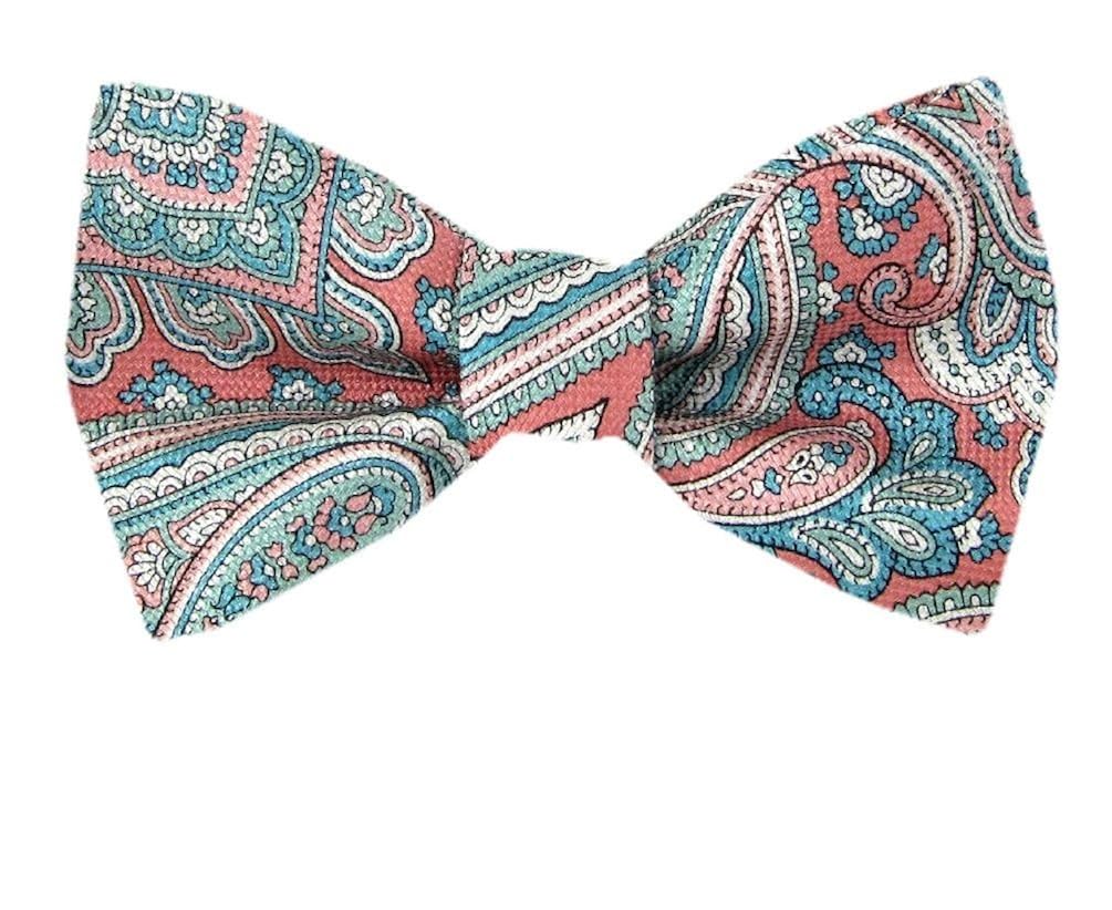 FBTT11111 Coral Sage Mens Big and Tall Silk Self Tie Bow Tie at