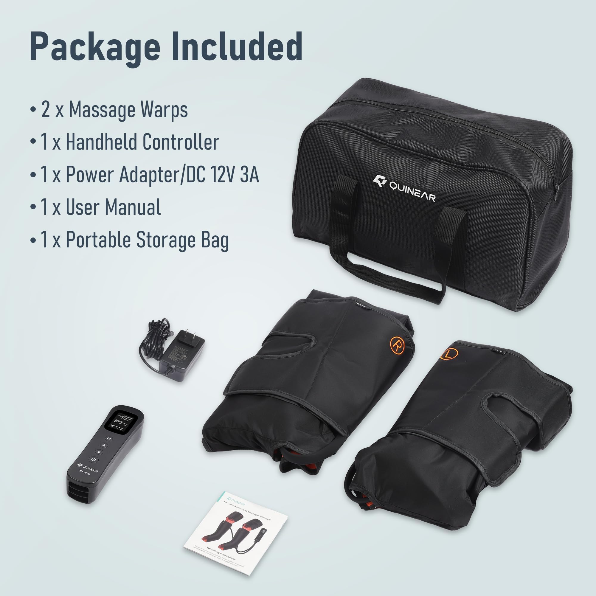 QUINEAR Leg Massager, 3-in-1 Foot Calf & Thigh Massager with Heat and Compression Therapy, Leg Massage Boots Gift for Swollen Legs, Edema, RLS Pain Relief, FSA-HSA Eligible