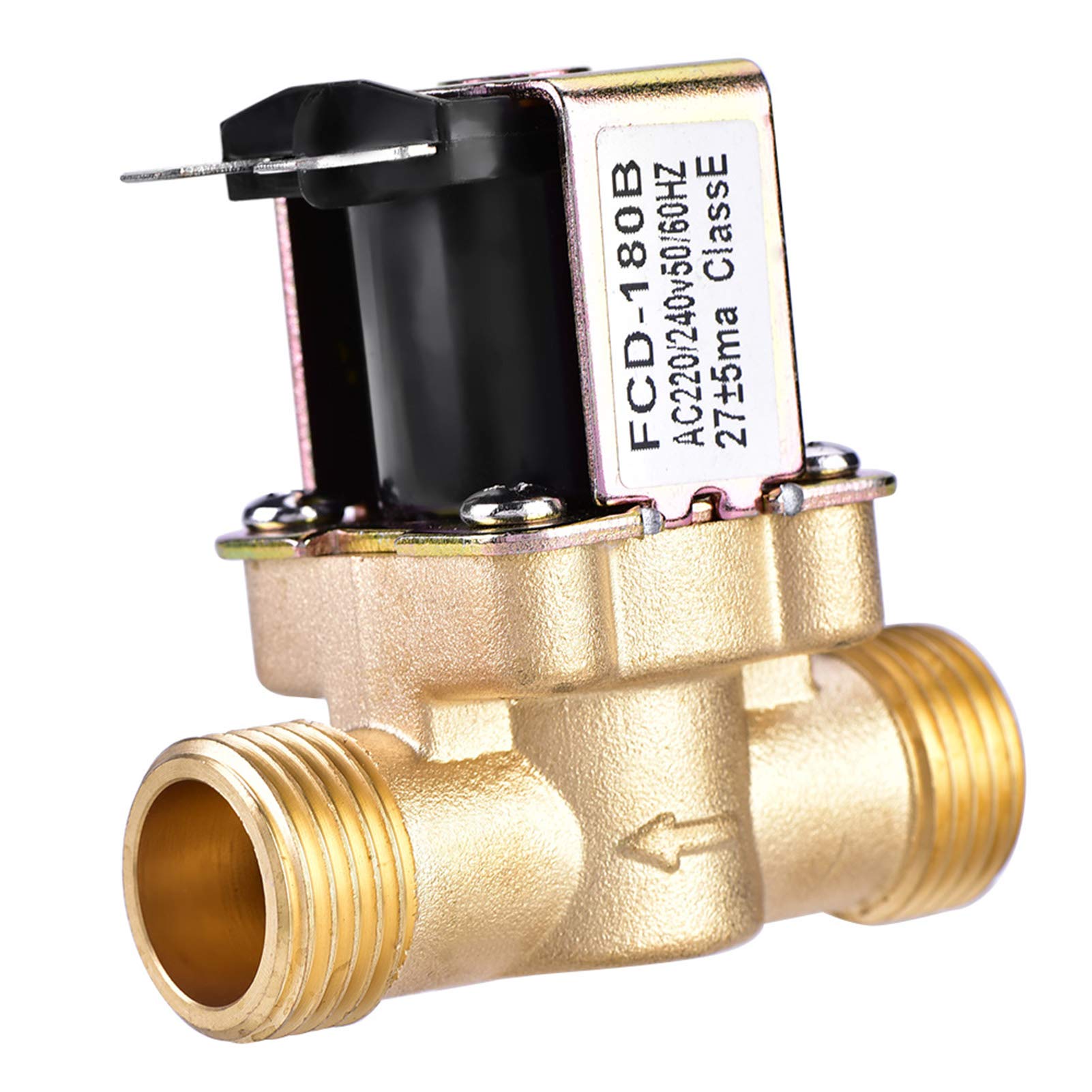 Nikou Solenoid Valve, 1/2" AC 220V Normally Closed Brass Electric Solenoid Magnetic Valve for Water Control
