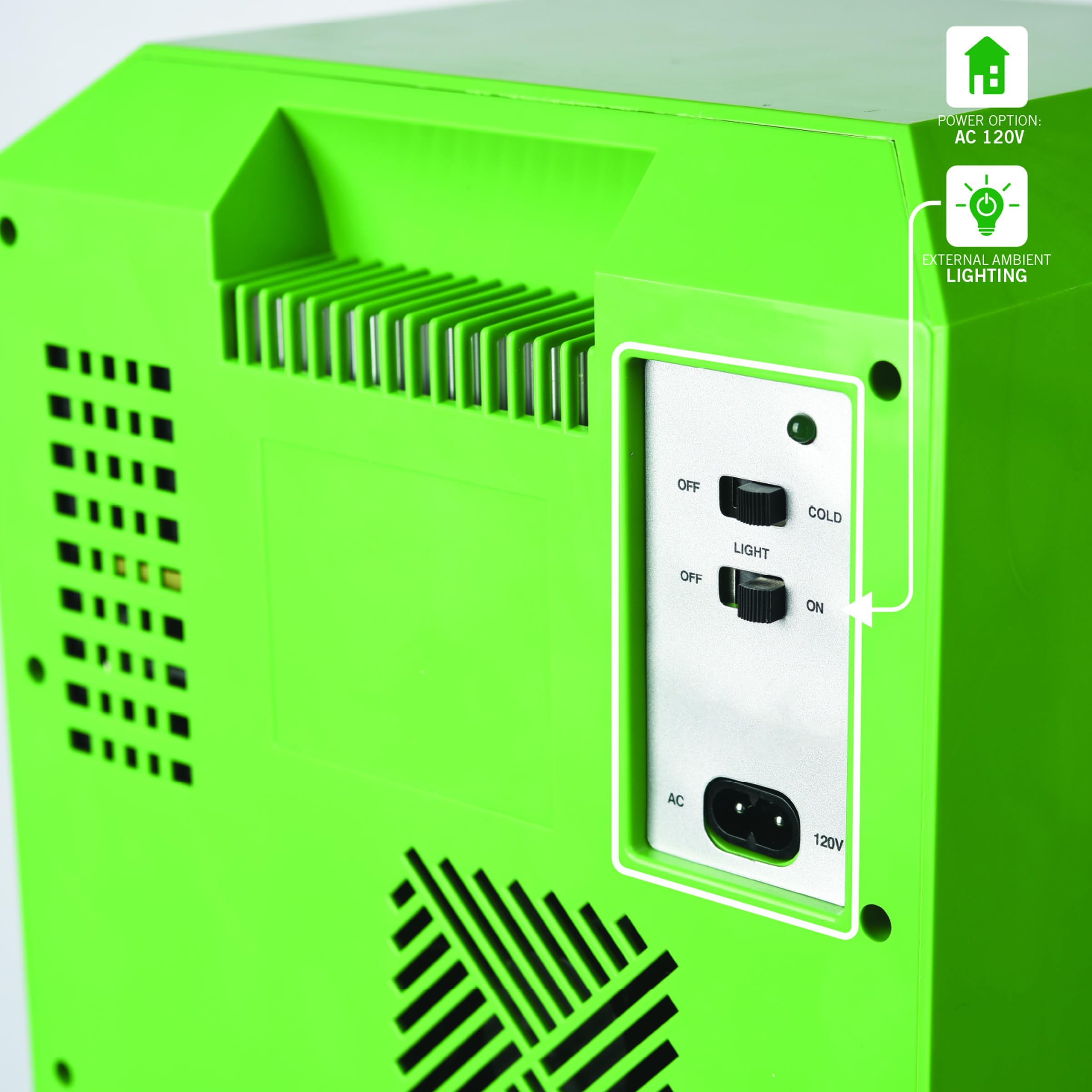 Ukonic Minecraft Legends Creeper Mini Fridge 8L – Holds 12 Cans, LED Lights, AC/DC Thermoelectric Cooler, Removable Shelves, Compact for Dorm, Office, Gaming