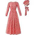 ROLECOS Pioneer Women Costume Floral Prairie Dress Deluxe Colonial Dress Laura Ingalls Costume