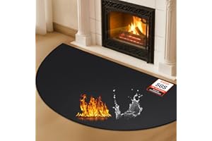 TOHONFOO Hearth Rugs for Fireplaces Fire Resistant, 48 x 28 inch Fireproof Fireplace Mat Hearth Rug, Hearth Pads for Wood Stove Fireplace Indoor Outdoor, Protect Floors Carpets from Sparks Embers-Black, 1mm
