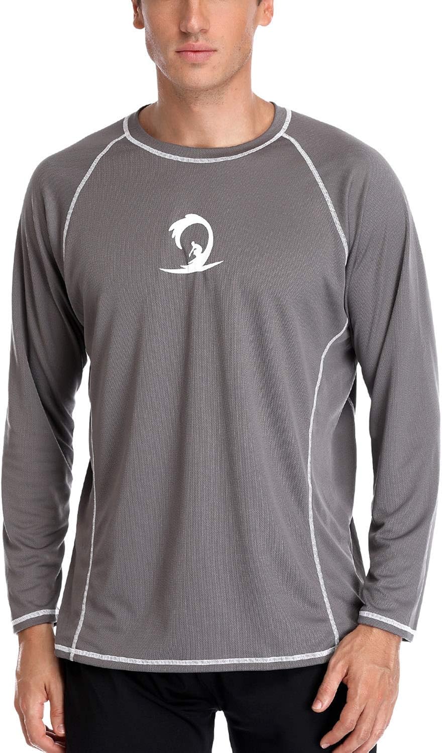 Charmo Men's Rash Guard Loose Fit Long Sleeve UV Sun Protection Swim Shirt UPF 50+: Clothing