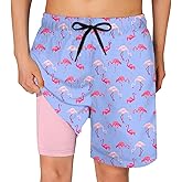 Cozople Boys Swim Trunks Compression Liner Swim Shorts Quick Dry Bathing Suit with Boxer Brief Swimwear 2-20T