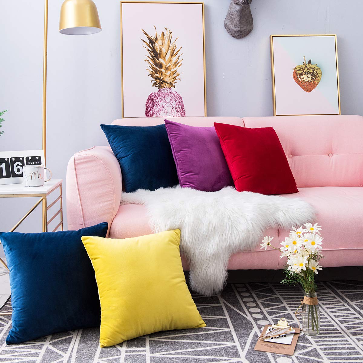 Coussin Canape En Velours Decoration Chambre Taie Doreiller Sofa Salon 1 Piece Aubergine Coussins Et Accessoires Cuisine Maison