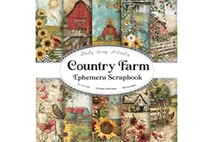 Country Farm Ephemera Scrapbook: Double Sided Craft Paper for Gift Wrapping, Great For Craft Projects, Scrapbooking Paper, DI