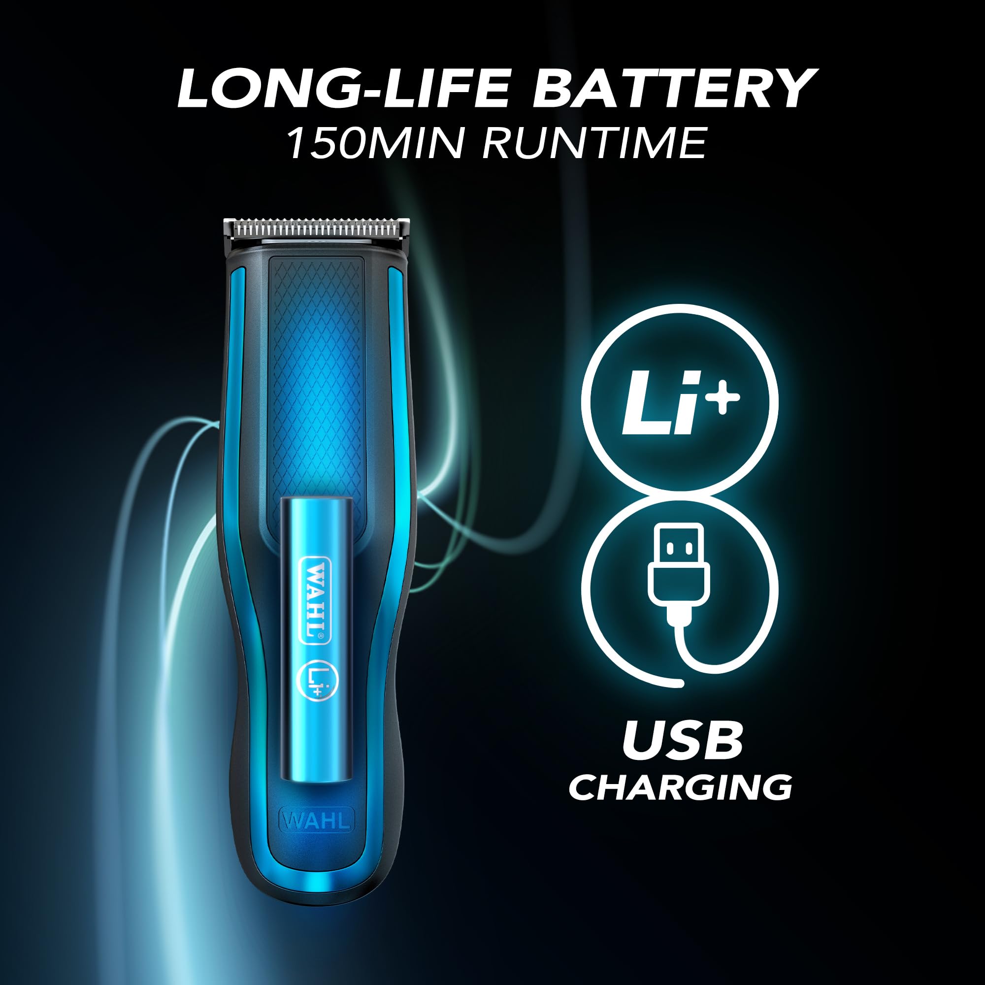 WAHL Self Clip 360 Clipper Kit - Haarschneidemaschine, kabellos, schwarz, 10 Aufsteckkämme, USB-Aufladung, langlebiger Akku, zur Heimanwendung, abwaschbarer Schneidsatz, guter Grip, sehr leicht 7
