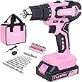 FASTPRO Pink Drill Set—20V Max Lithium-ion Cordless Drill Driver Set, 3/8 in. Drill Driver kit with One 2.0 Ah Batteries, Cha