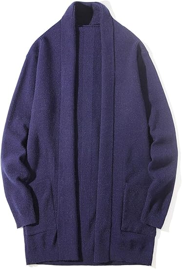 Balobo ニット ロング カーディガン メンズ 羽織 襟付き 無地 長袖 秋冬春 ニット セーター 上品 シンプル ニット コート 3色 L502 海軍 Xl カーディガン 通販 Amazon