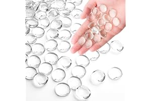 1 LB Clear Glass Marbles, Transparent and Smooth Flat Glass Beads for Vases, Mosaic Gem Pebbles for Aquarium Decor, Floral Ar