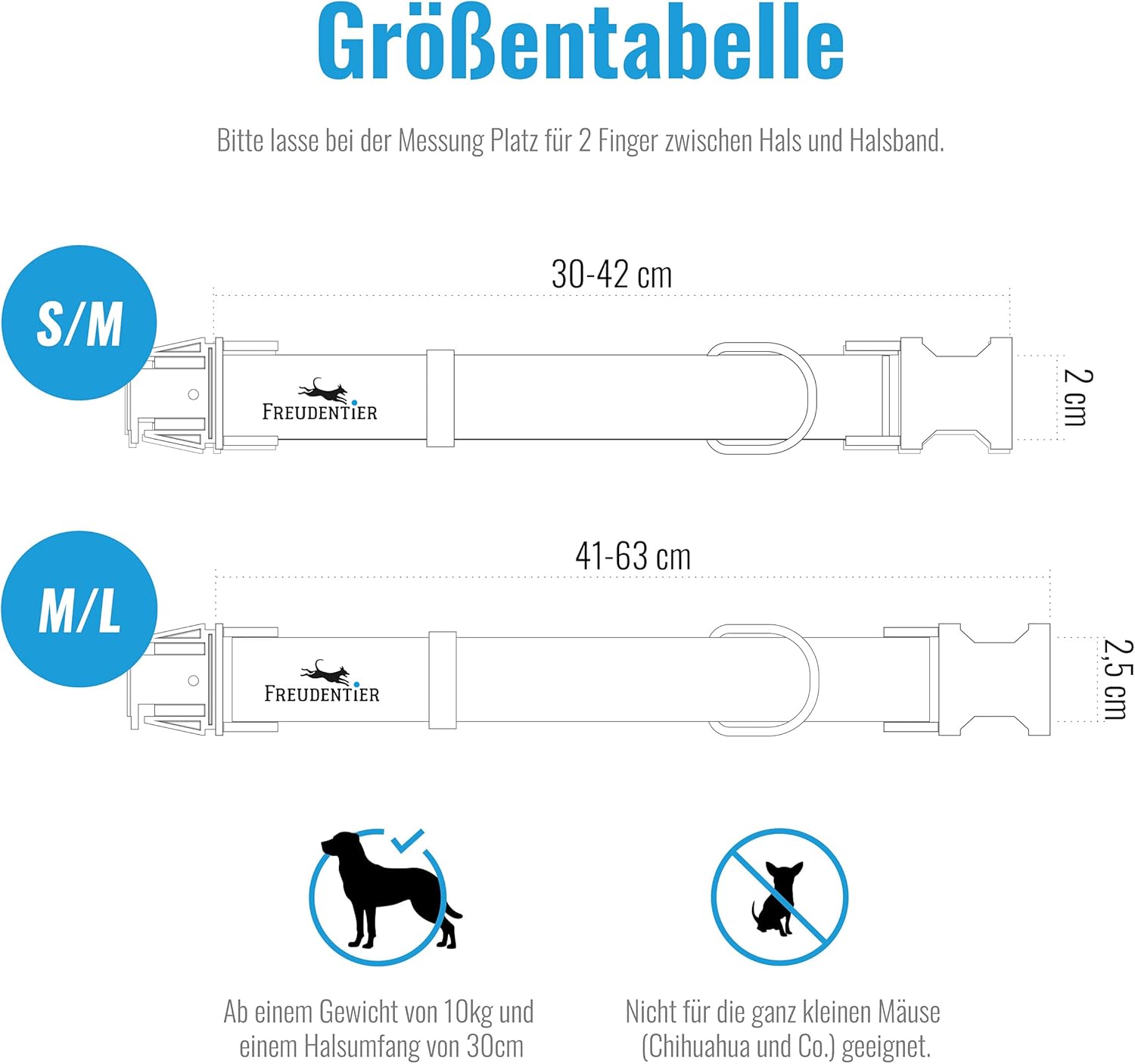 Freudentier Dog Collar + Dog Lead (2m) as Set, Beige, Rose Gold, 41-65cm - Image 3