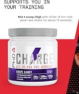 PhD Charge All-In-One Pre Workout with Creatine 20 Servings Grap e Candy 300g view 5