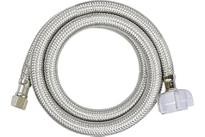 EVERFLOW Highcraft CNCT27424-OM Hose Connects to Water Braided Stainless Steel Supply Line 3/8 Compression x 7/8 Female Balcock Nut Toilet Connector 24 Inch, 2 Feet