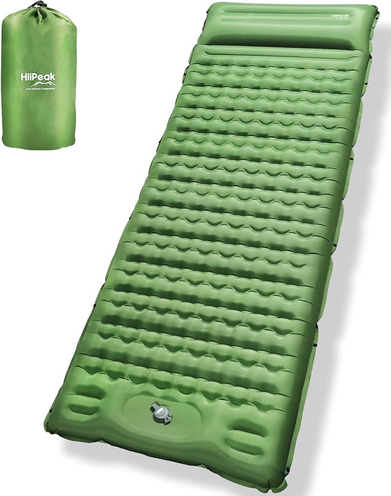 HiiPeak Sleeping Pad Ultralight Inflatable Mattress with Built-in Foot Pump