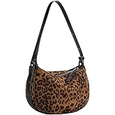 Leopard Print Shoulder Bags for Women Small Y2k Purses Mini Hobo Handbag Faux Leather Underarm Bag