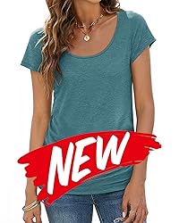 Sherosa Short Sleeve Shirts for Women Scoop Neck