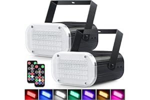 Luditek 2-Pack LED Strobe Lights 48LED Halloween, Multi-Color Sound Activated Disco Party Lights w/Remote Control, Flashing Strobe Lamp for Indoor Home Room Decorations Karaoke