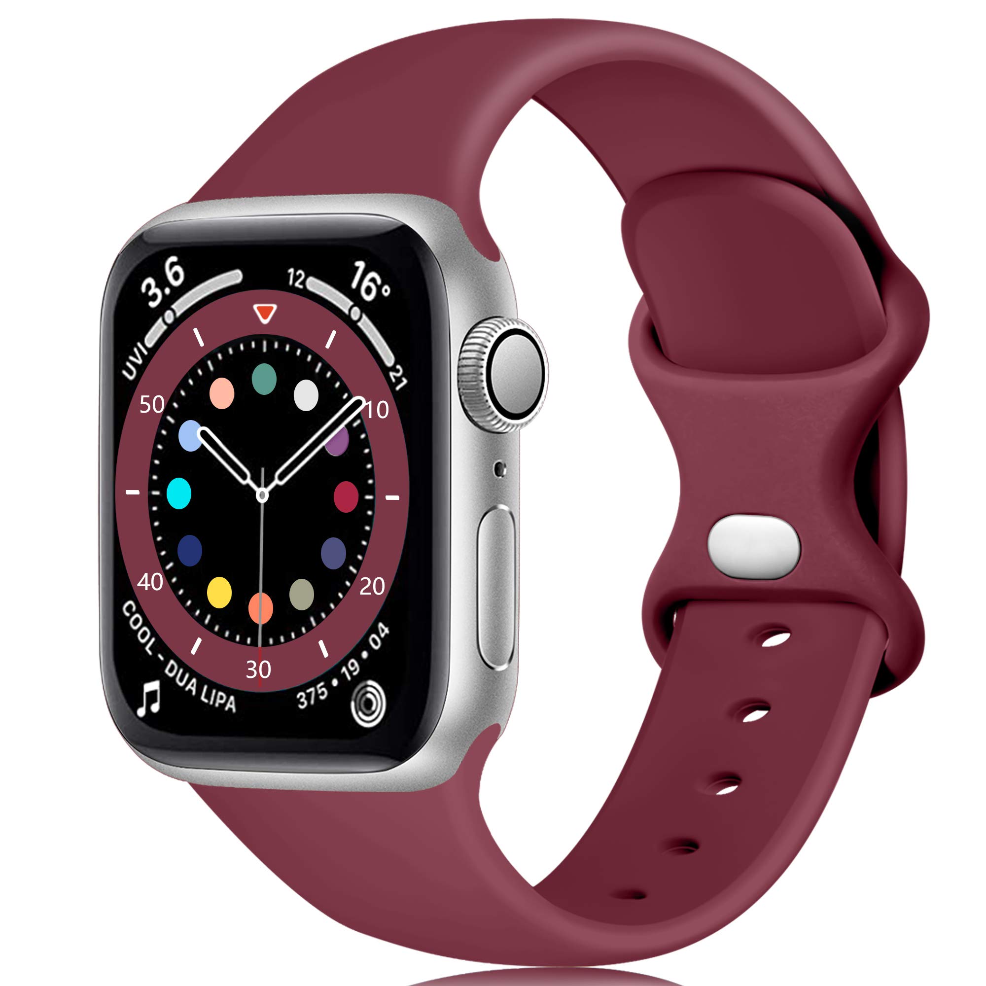 Epova Silicone Strap Compatible with Apple Watch Strap 44mm 42mm 45mm 46mm 49mm, Replacement Straps for Apple Watch Ultra/Ultra 2/ iWatch SE 3 Series 11 10 9 8 7 6 5 4 3 2 1, Wine Red, Large